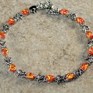 Orange Fire Opal Teardrop Bracelet Jewelry